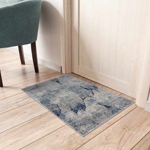 Hauteloom Creighton Blue Marble Textured Luxe Rug - 1 of 4