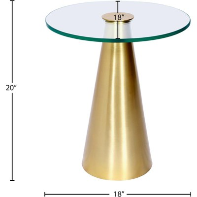Round Glass Top End Table with Brushed Gold Metal Base