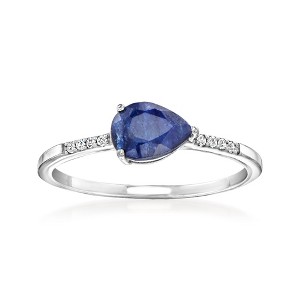 Ross-Simons 1.00 Carat Sapphire Ring With White Topaz in Sterling Silver Size 8 - 1 of 4