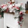 Northlight Heavily Flocked Pine with Candy Cane Striped Bows Artificial Christmas Garland - 6' x 8" - Unlit - 3 of 4