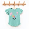 The Juniper Shop Bunny Face With Flowers Toddler Flutter Sleeve Tee - 2 of 2