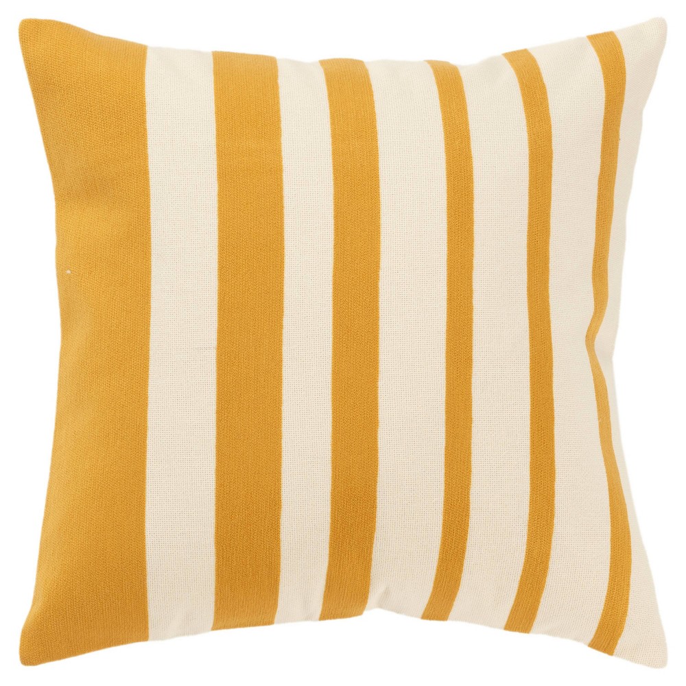 Photos - Pillowcase 20"x20" Oversize Vertical Striped Square Throw Pillow Cover Ivory/Yellow 