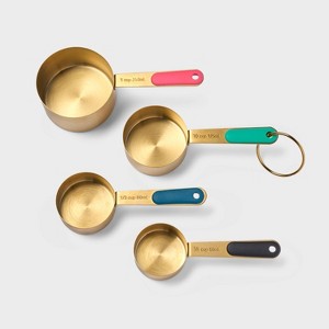 4pc Metal Measuring Cup Set Gold - Tabitha Brown for Target: Stainless Steel, Dishwasher-Safe, Tabitha Brown Collection - 1 of 3