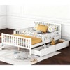 TiramisuBest Full Kids Bed Frame, Toddler Bed with Guardrails and 2 Storage Drawers Solid Wood Platform for Minimalist Bedroom, White - 3 of 4