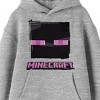 Minecraft Enderman Face Long Sleeve Athletic Heather Youth Hooded Sweatshirt - 2 of 3