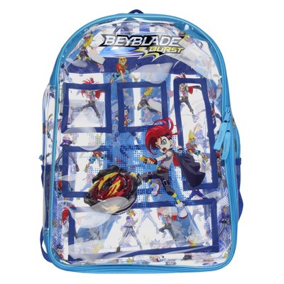 Beyblade Burst Heavy Duty Clear School Travel Backpack Book Bag Clear ...