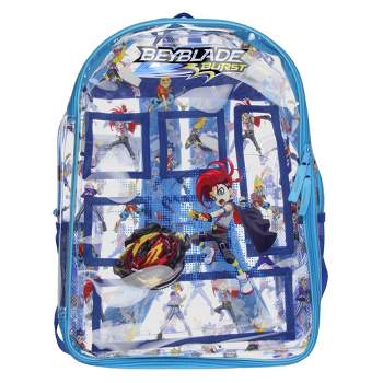 Beyblade Burst Heavy Duty Clear School Travel Backpack Book Bag Clear