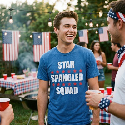 Мужские футболки Crazy Dog T-Shirts, Inc. Mens Funny T Shirts Star Spangled Squad Sarcastic Fourth Of July Graphic Novelty Tee for Men - Crazy Dog Men's T Shirt For Fourth Of July Royal L — фото 3