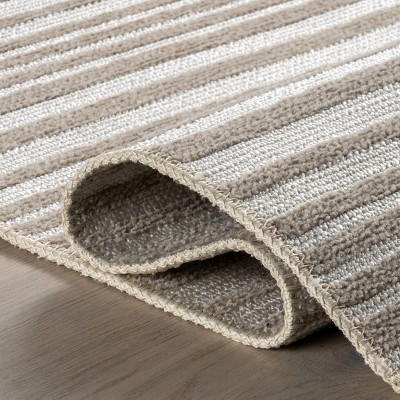 Millicent Beige and White Striped Reversible 4' x 6' Area Rug