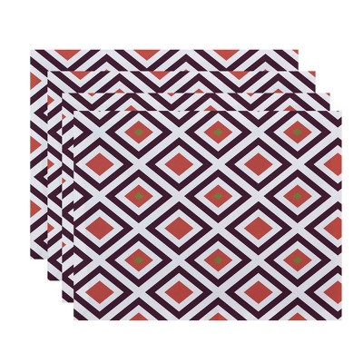 4pk Diamond Placemats Orange - e by design