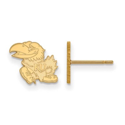 Black Bow Jewelry 14k Yellow Gold Kansas Jayhawks NCAA Post Earrings