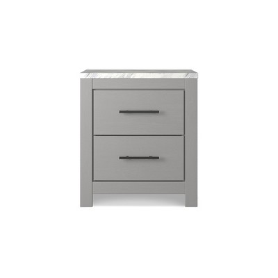 Cottonburg Transitional 2-Drawer Nightstand in Gray/White with Faux Marble Top