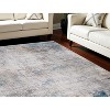Ivory Gray and Blue Abstract Power Loom Area Rug With Fringe - 2 of 4