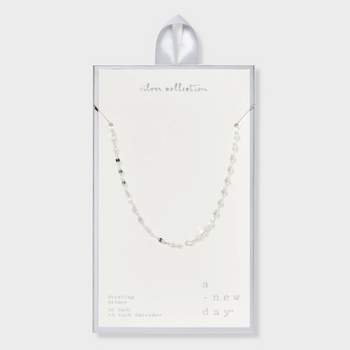 Sterling Silver Flat Oval Link Dap Chain Necklace - A New Day™ Silver