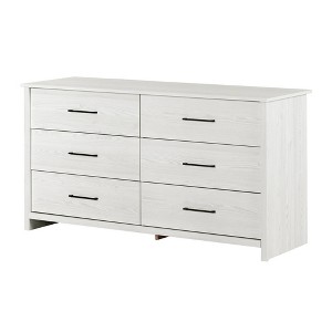 South Shore 6 Drawer Double Dresser White Pine: Farmhouse Style, Metal Handles, Laminated Particle Board - 1 of 4