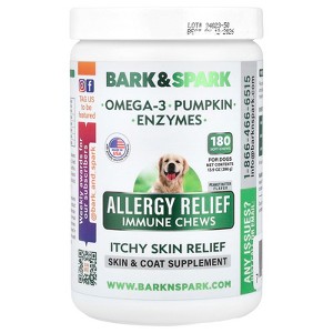 Bark&Spark Allergy Relief Immune Chews, Itchy Skin Relief, For Dogs, Peanut Butter, 180 Soft Chews, 13.9 oz (396 g) - 1 of 3