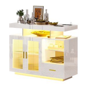 39.4" Modern Sideboard Buffet Cabinet with Charging Station, Suitable for Living Room and Kitchen - 1 of 4