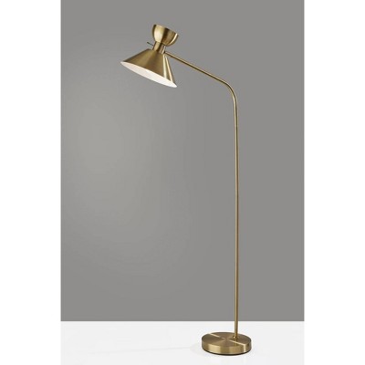Antique Brass Arc Floor Lamp with Metal Shade, 67.5" Tall
