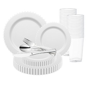 Smarty Had A Party White Pearl String Round Plastic Wedding Set - 120 Sets - 1 of 4