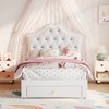 Twin Size Bed Frame with LED Lights, Upholstered Platform Bed with Storage Drawer, Crystal Tufted Headboard for Kids, Teens, Noise-Free Slats - 2 of 4
