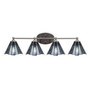 Toltec Lighting Capri 4 - Light Vanity in  Brushed Nickel with 7" Sea Ice Art Glass Shade - 1 of 1