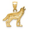 Black Bow Jewelry 14k Yellow Gold Satin and Diamond Cut Howling Wolf Pendant - 3 of 4