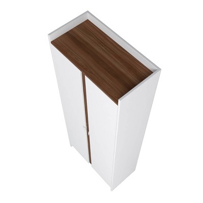 Ratzer White and Brown Mid-Century Modern Storage Cabinet