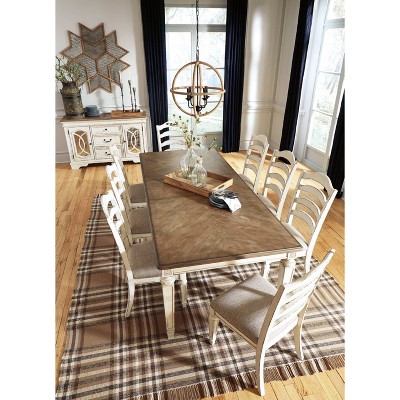 Chipped White & Distressed Wood Extendable Dining Table