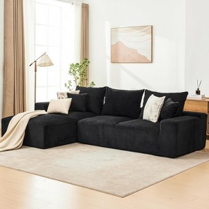 110 Inch Oversized L-Shaped Sofa, Cloud Sectional Couch with Chaise & Throw Pillows, Soft Corduroy Boneless Memory Foam Sofa for Living Rooms - 1 of 4