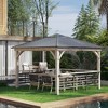 Outsunny 11' x 11' Grill Gazebo Canopy, Hardtop Gazebo with Three Bar Counters, Metal and Acrylic Combined Roof - image 3 of 4