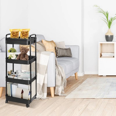 LunaLulinlk Rolling Utility Cart Movable Storage Organizer with Drawer Lockable Wheels,4 Tier