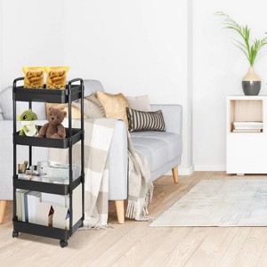 LunaLulinlk Rolling Utility Cart Movable Storage Organizer with Drawer Lockable Wheels,4 Tier - 1 of 4