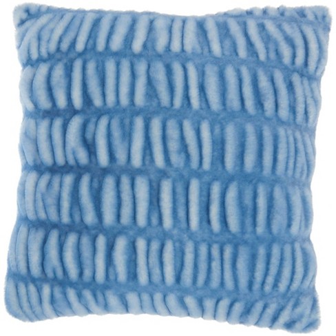 Blue faux fur clearance pillow