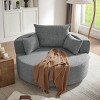 1pc Oversized Swivel Lounge Chair, Chenille Upholstered Barrel Seat with Removable Pillows, No Legs Needed - Coolbibila - 2 of 4