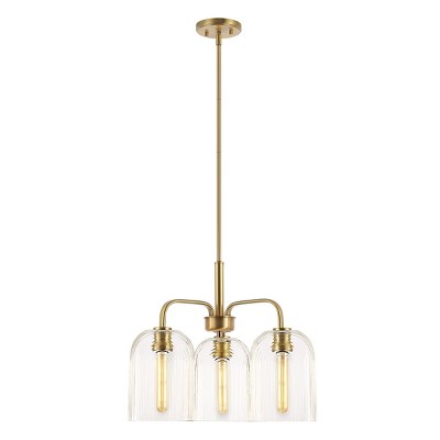 Romeyn 21" Gold Glass 3-Light LED Pendant