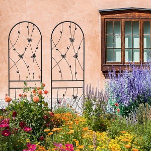 Hrinhom 2-Panel Metal Garden Trellis，Arched Plant Support，Decorative Fence - 1 of 4