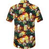 Halloween Men's Floral Print Button-Down Shirt Men's Hawaiian Floral Shirts Tropical Holiday Beach Shirt - 3 of 4