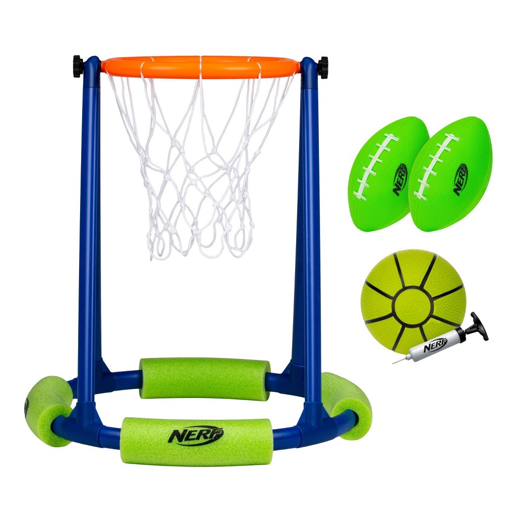 NERF NERF Floating Pool Basketball Hoop and Football Target Net Portable Basketball Hoops