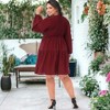 Anna-Kaci Women's Plus Size Tunic V Neck Long Sleeve Smocked Casual Loose Shift Dresses - 4 of 4