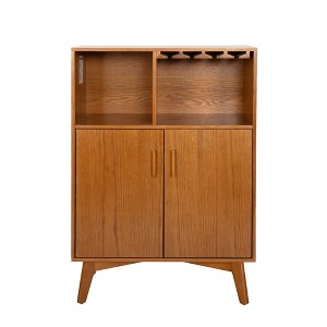 Lirago 15.75"D x 31.5"W x 45.5"H Brown Liquor Cabinet with Wine Rack  Glass Holder Rustic Storage Cabinet  Bar Cabinet - 1 of 4