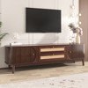 VYNXARIA Modern Farmhouse Rattan TV Stand for TVs Up to 75" with Solid Wood Legs - 3 of 4