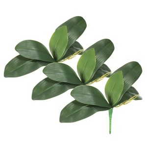Unique Bargains Small Artificial Plastic Orchid Leaves 11.81 Inch Green 3 Pcs - 1 of 4