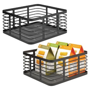 Metal Pantry Basket with Handles - Set of 2 - Matte Black - 1 of 4