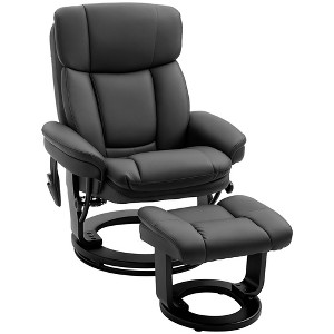 HOMCOM PU Leather Massage Recliner Chair with Ottoman 10 Point Vibration Swiveling Armchair - 1 of 4