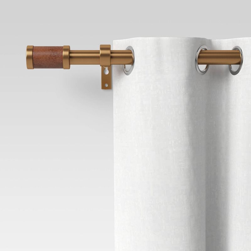 Faux Leather Cylinder Plated Curtain Rod Brass - Threshold™, 5 of 8
