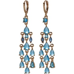 Vuskdtei18K Gold Plated Flower Dangle Earrings for Women, Hypoallergenic Cubic Zirconia Earrings, Elegant Chandelier Drop Earrings - 1 of 4