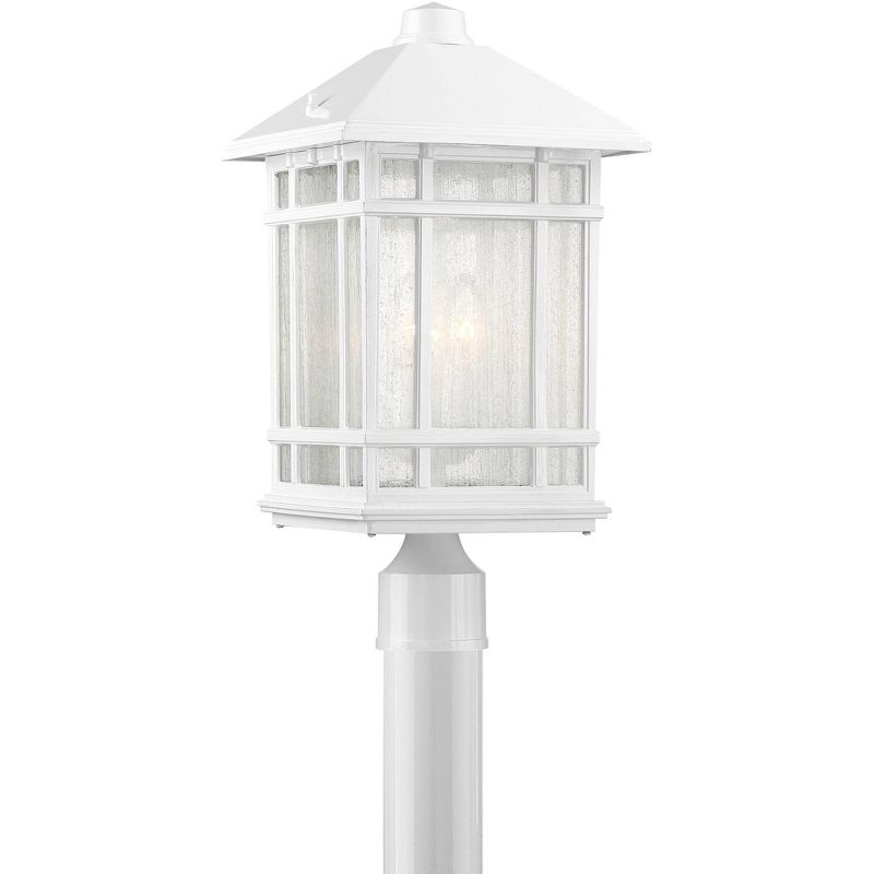 Kathy Ireland Sierra Craftsman Mission Outdoor Post Light White 18" Frosted Seeded Glass for Exterior Light Barn Deck House Porch Yard Patio Outside, 1 of 7