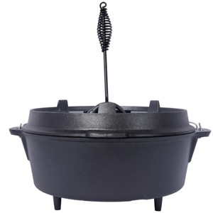 ChicFurnit Pots and Pans 12 Quart Outdoor Camping Deep Pot with Iron Pot Rack Portable Cookware for Camping Cooking BBQ, Black, 15.4"*15.4"*9.7" - 1 of 4