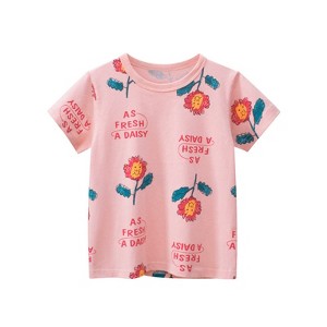MyKids-Usa Baby Girl Floral Print Short-Sleeved Cotton Tops & T-Shirts - 1 of 4