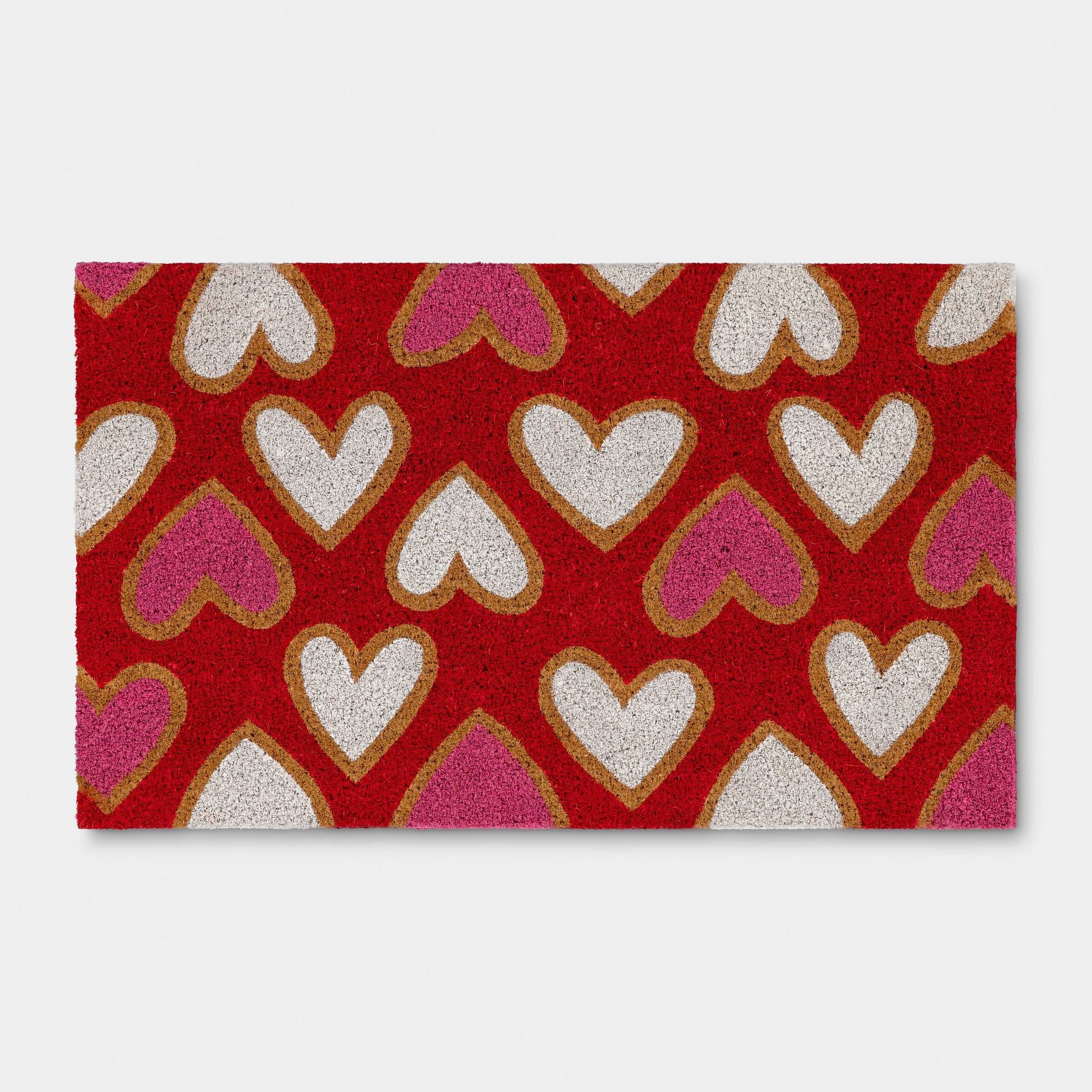 Valentine's Day Multi Hearts Coir Doormat Red - Room Essentials™